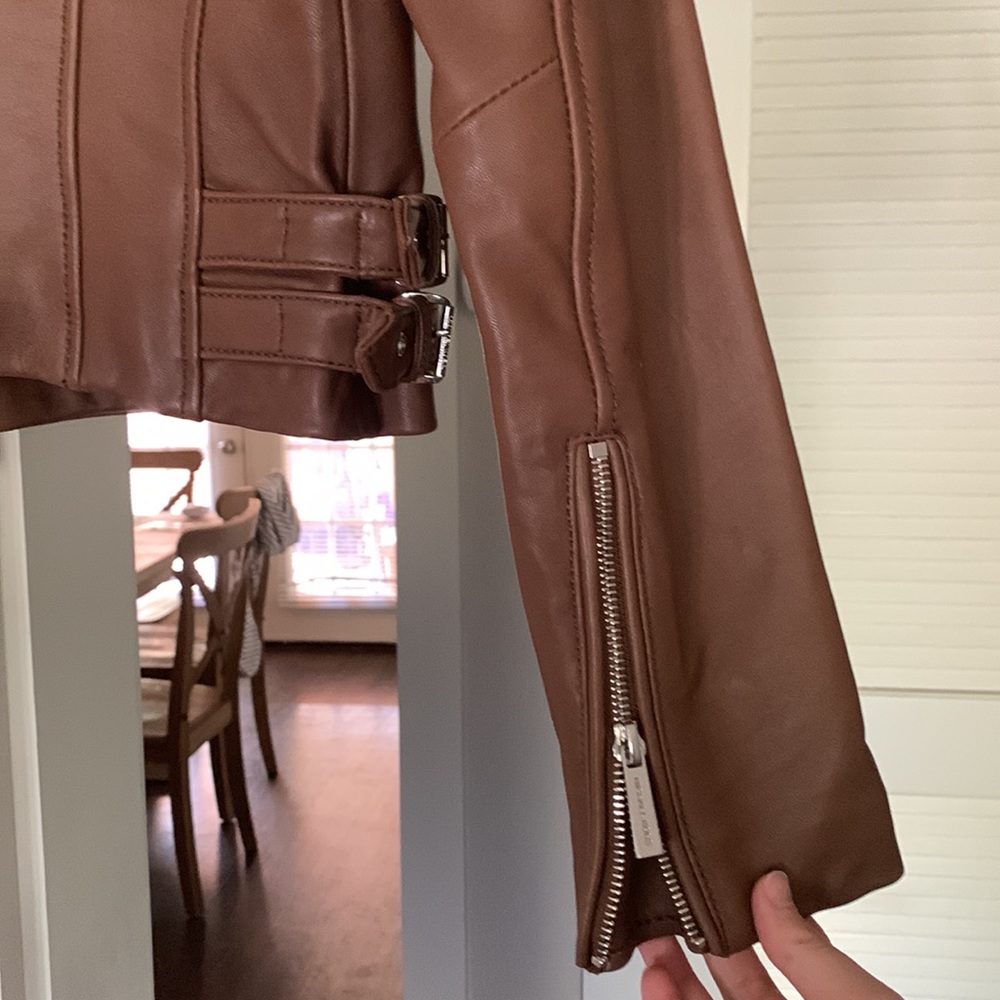Michael Kors Genuine Leather Jacket Brown Size Small - Picture 6 of 11